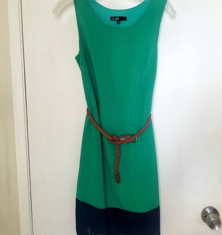 C. Luce jade & navy back cutout shift dress & belt